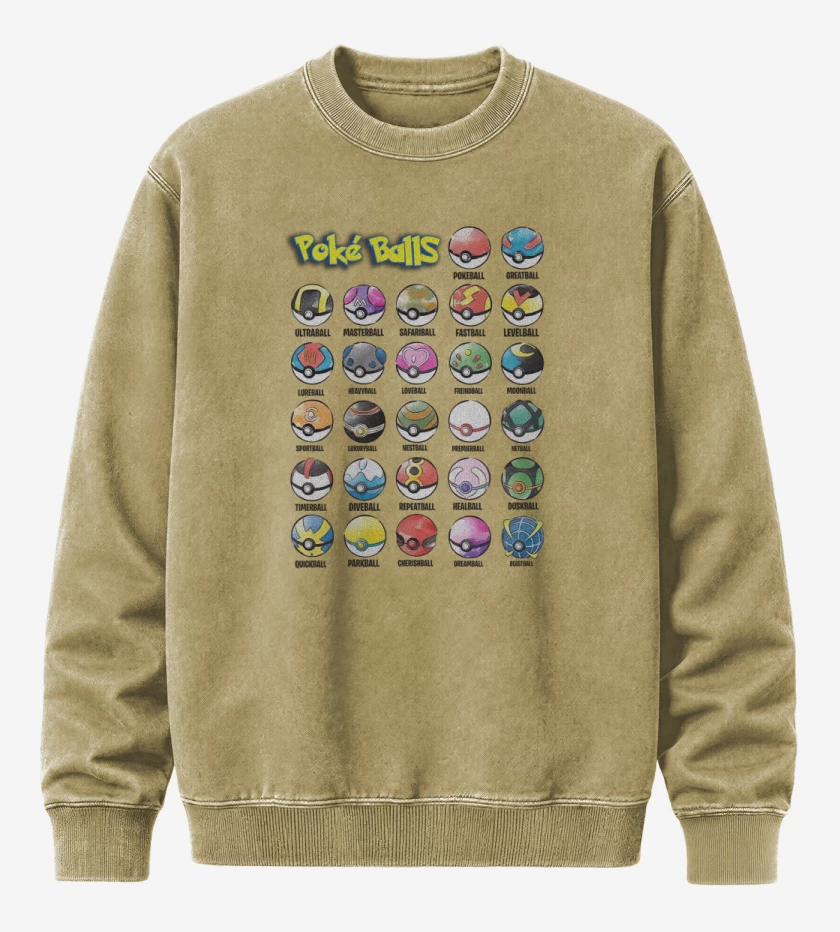 Poleron Polo Acid Wash Beige de Pokeballs