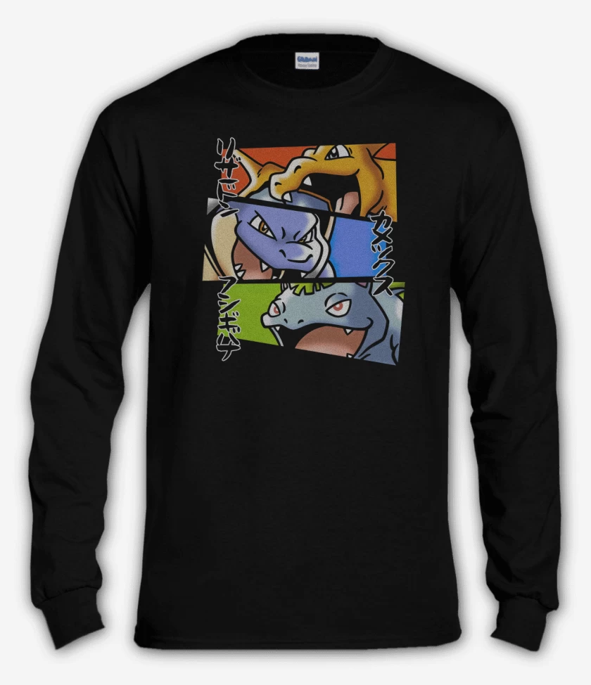 Polera manga larga Negro de Kanto Evolutions