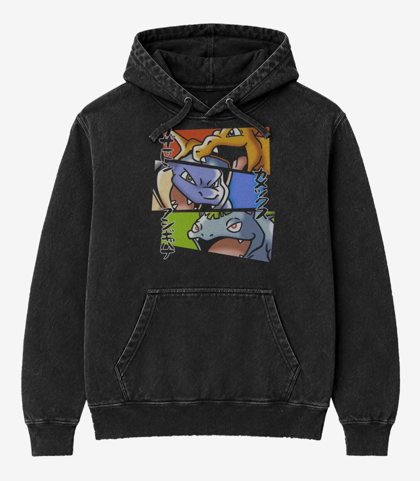 Poleron Canguro Acid Wash Negro de Kanto Evolutions