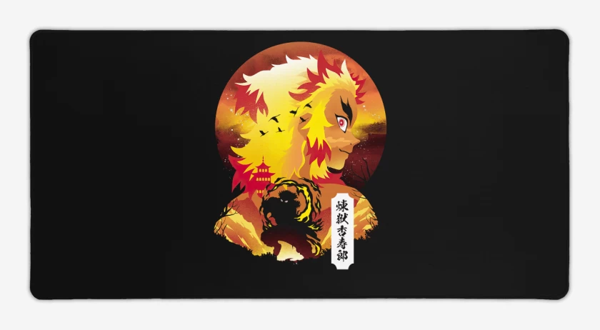 Mouse pad Gamer Negro de Rengoku de Fuego