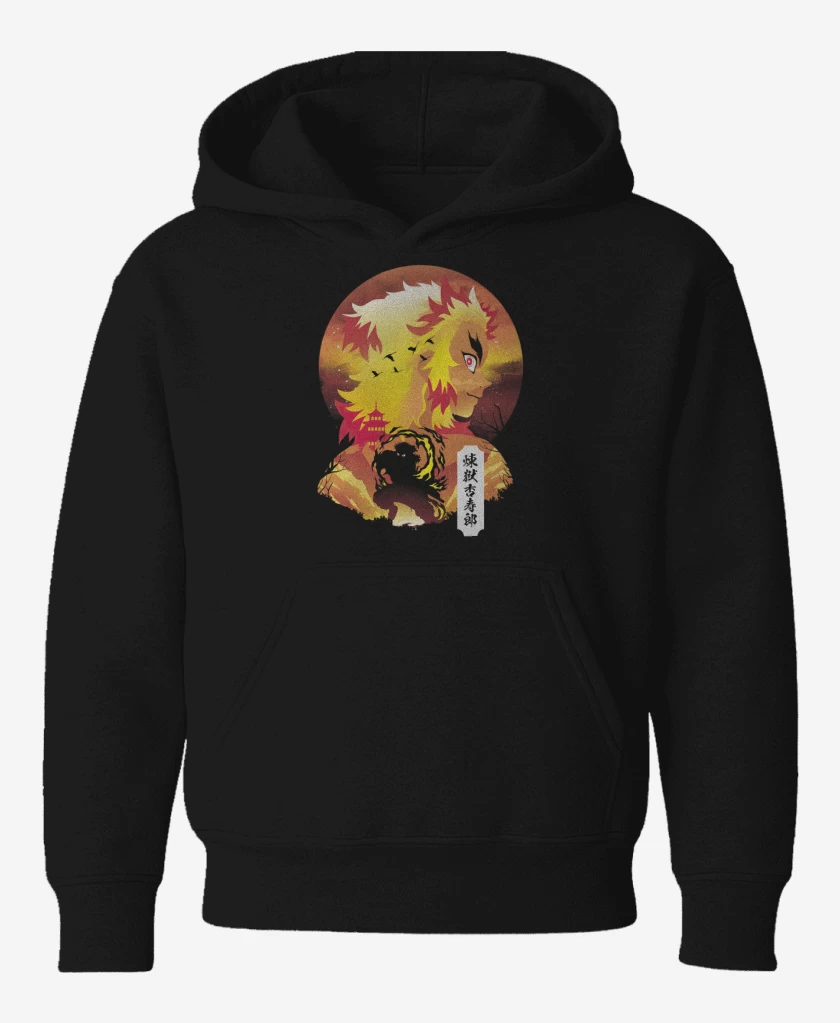 Poleron de niño Negro de Rengoku de Fuego