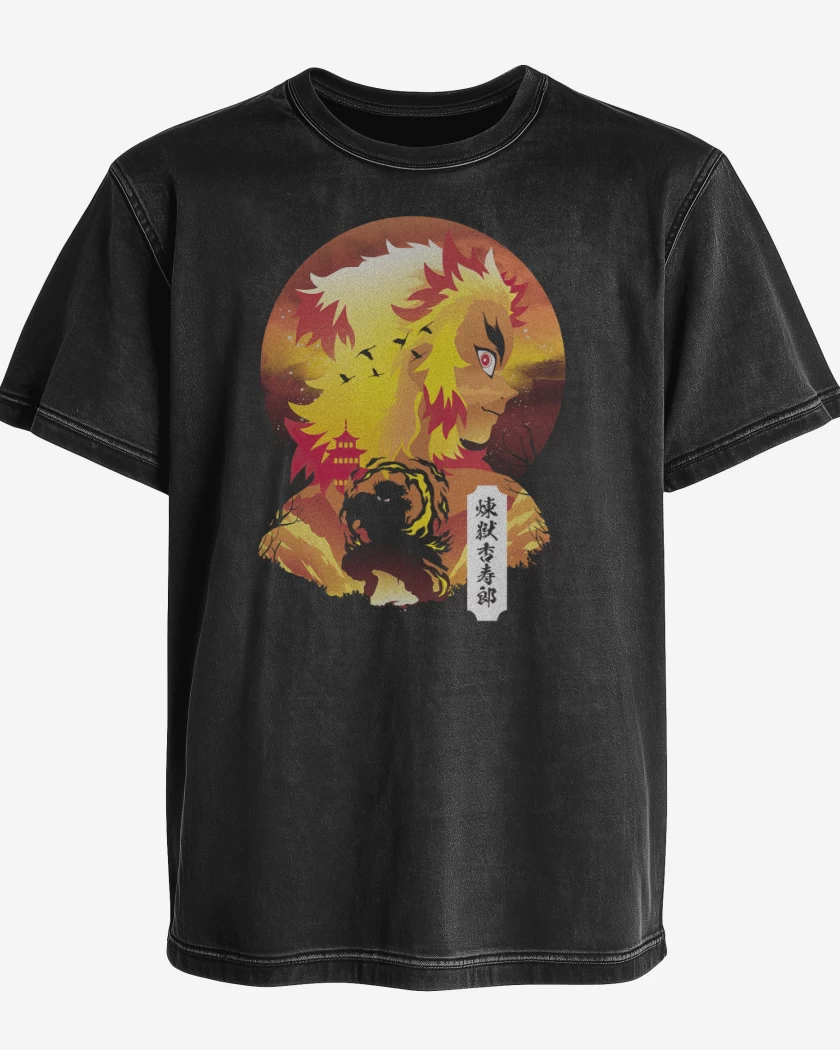 Polera desgastada Rengoku de Fuego
