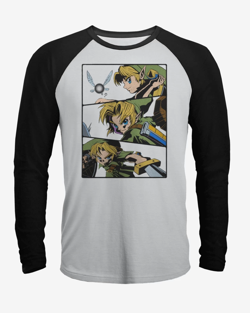 Polera Raglan Blanco / Negro de Link Niño
