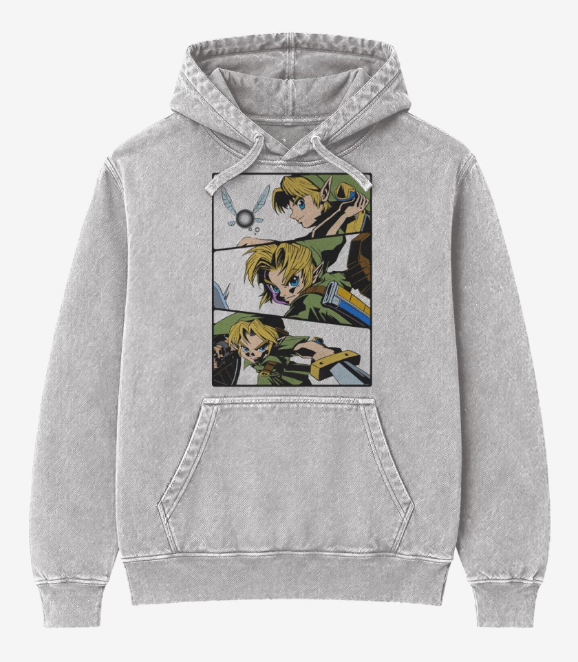 Poleron Canguro Acid Wash Gris Melange de Link Niño