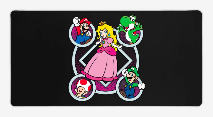 Mouse pad Gamer Negro de Super bigote Durazno