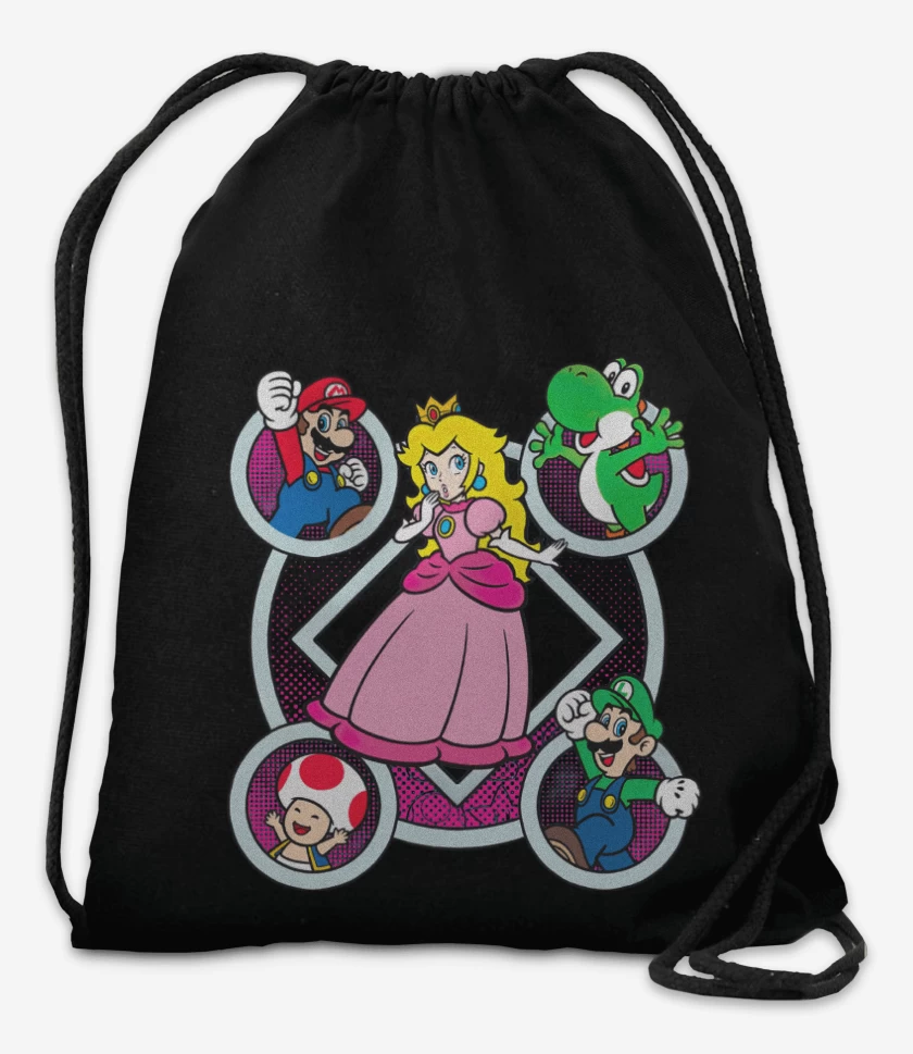 Mochila Negro de Super bigote Durazno