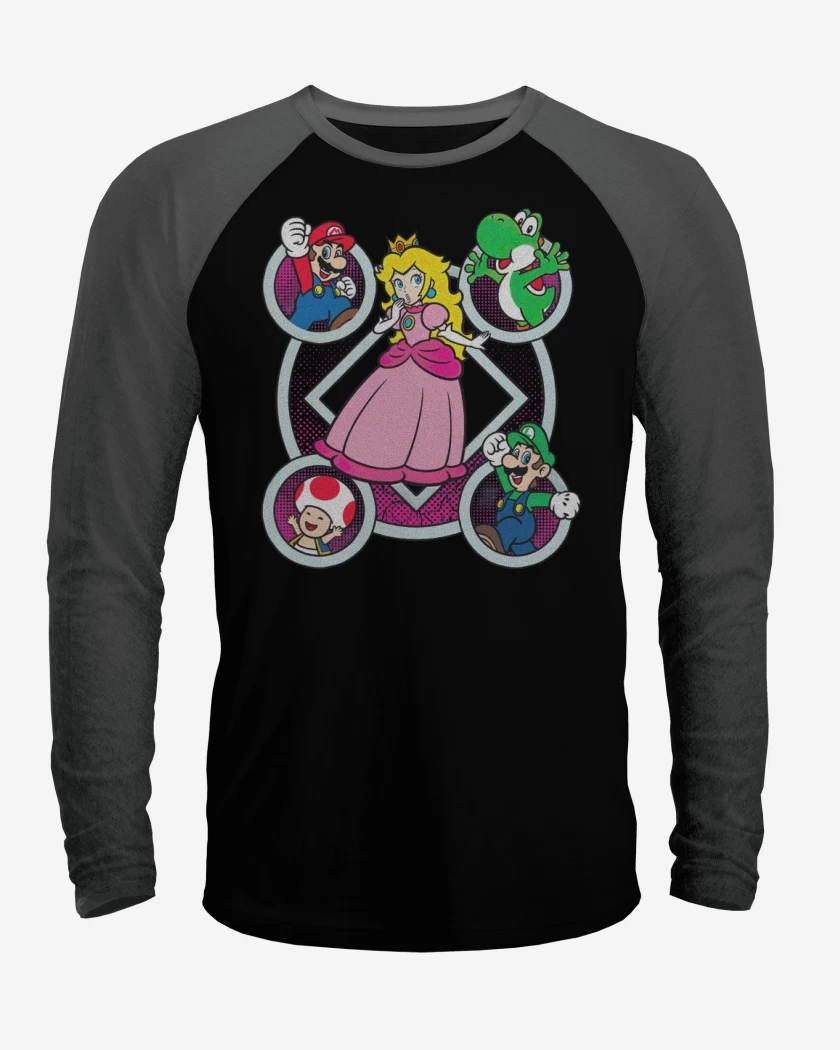 Polera Raglan Negro / Negro Heather de Super bigote Durazno