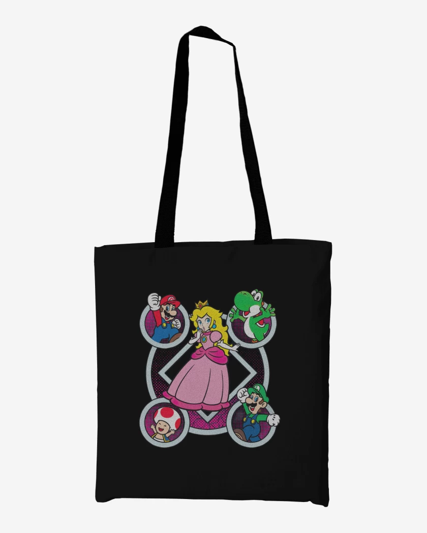 Totebag Negro de Super bigote Durazno
