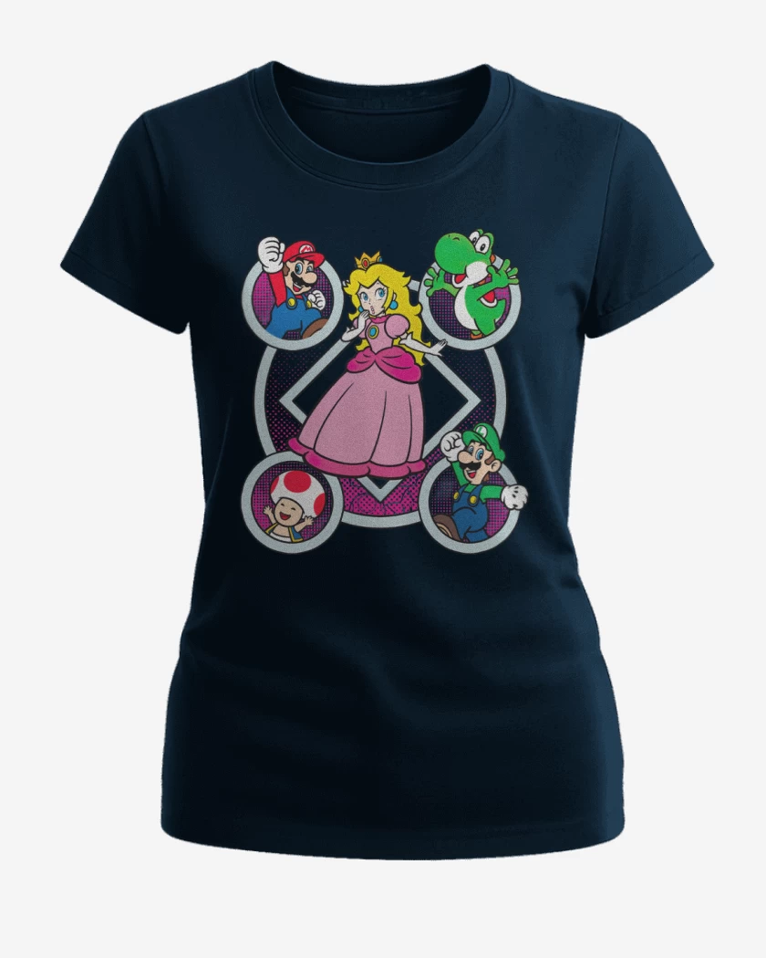 Polera de Mujer Azul Marino de Super bigote Durazno