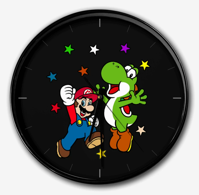 Reloj Negro de Super bigote y su dinosaurio