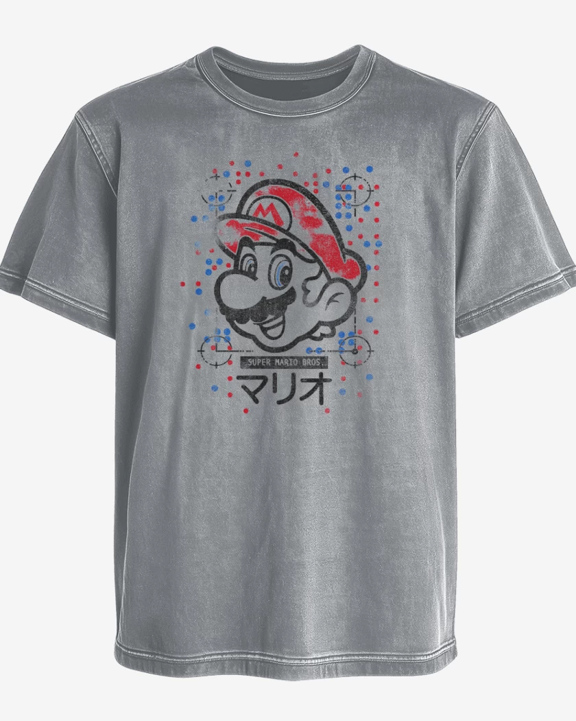 Polera desgastada Gris Melange de Super bigote  light