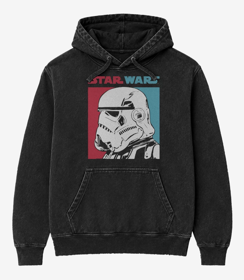 Poleron Canguro Acid Wash Negro de Trooper 2 Colores