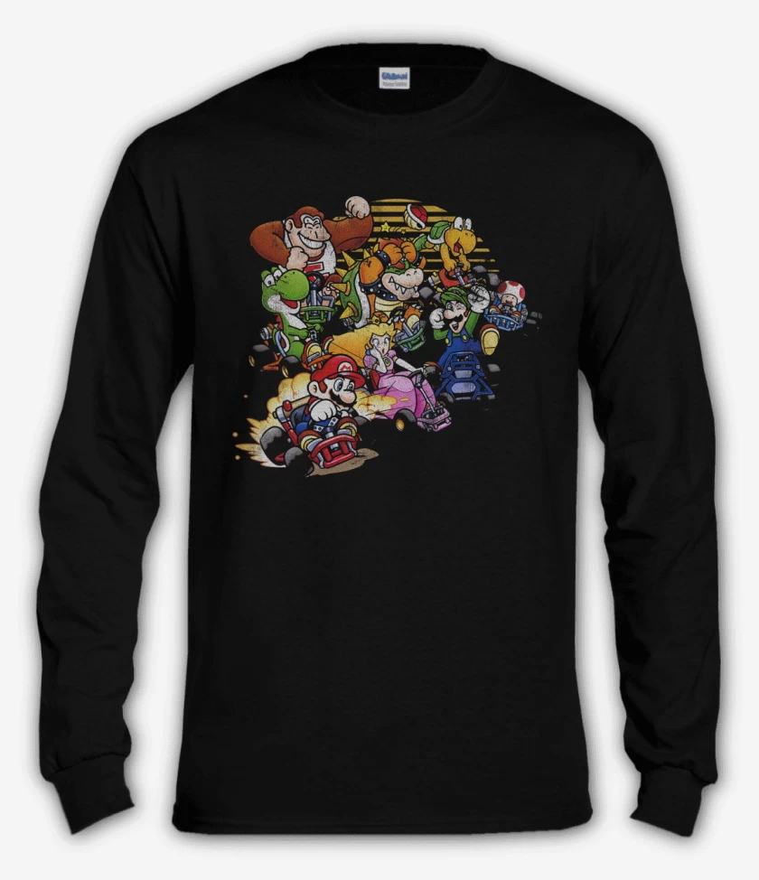 Polera manga larga Negro de Super bigote Auto