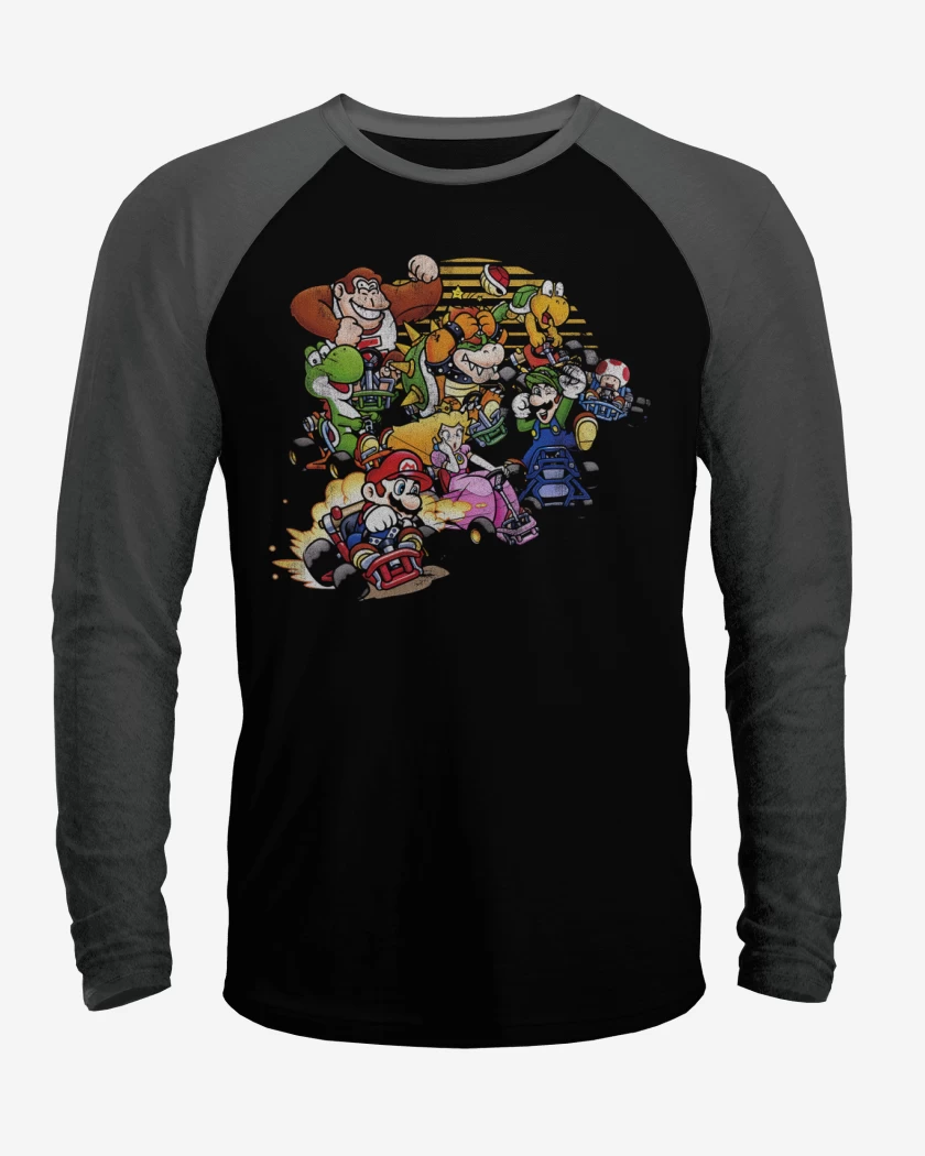 Polera Raglan Negro / Negro Heather de Super bigote Auto