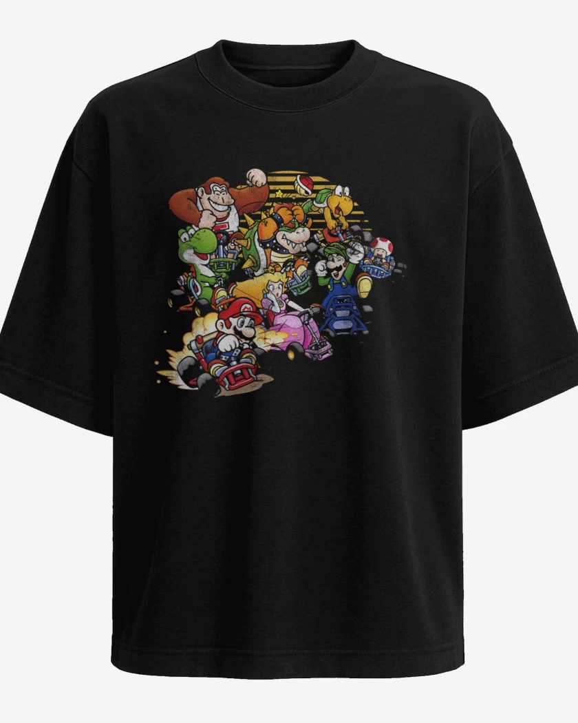 Polera Oversize Negro de Super bigote Auto