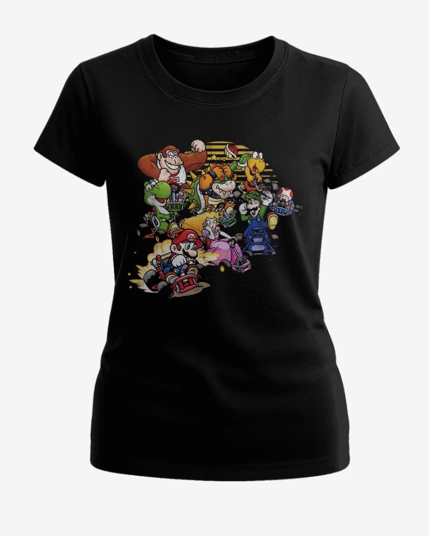 Polera de Mujer Negro de Super bigote Auto