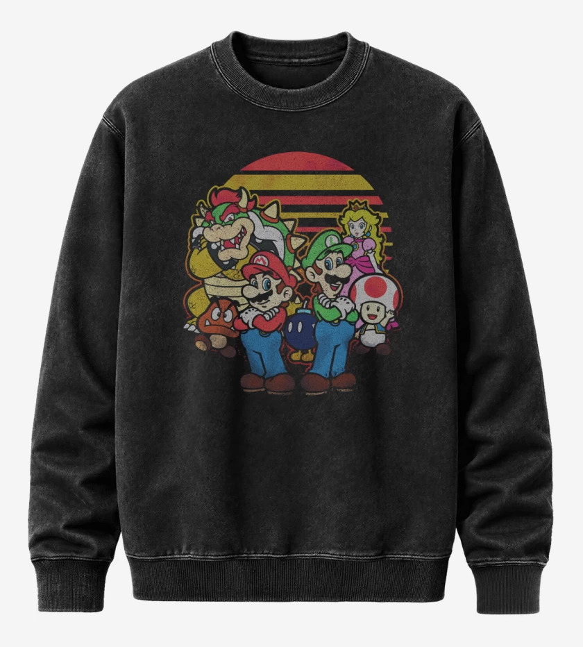 Poleron Polo Acid Wash Negro de Super bigote panita