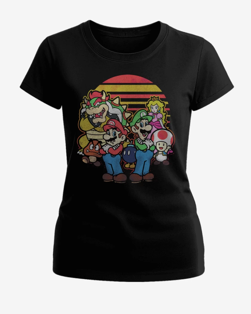 Polera de Mujer Negro de Super bigote panita