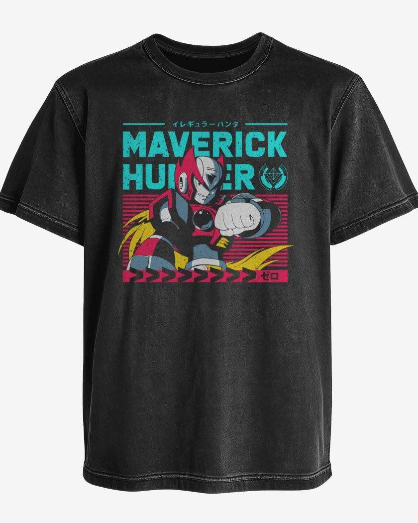 Polera desgastada Negro de Zero Maverick Hunter