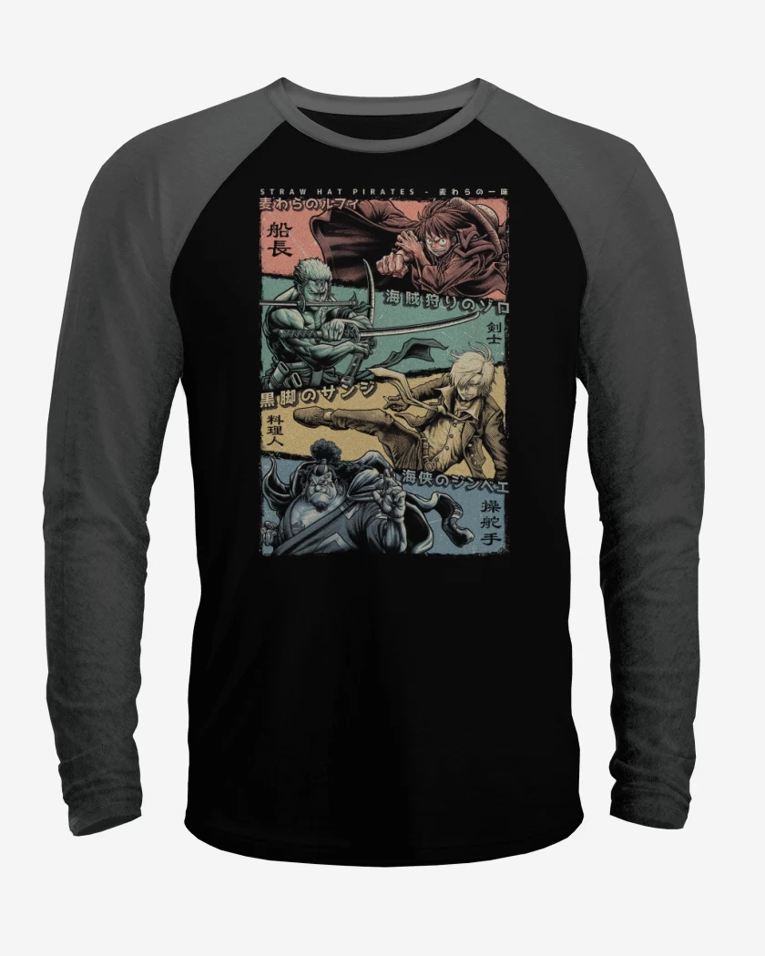 Polera Raglan Negro / Negro Heather de Mugiwaras
