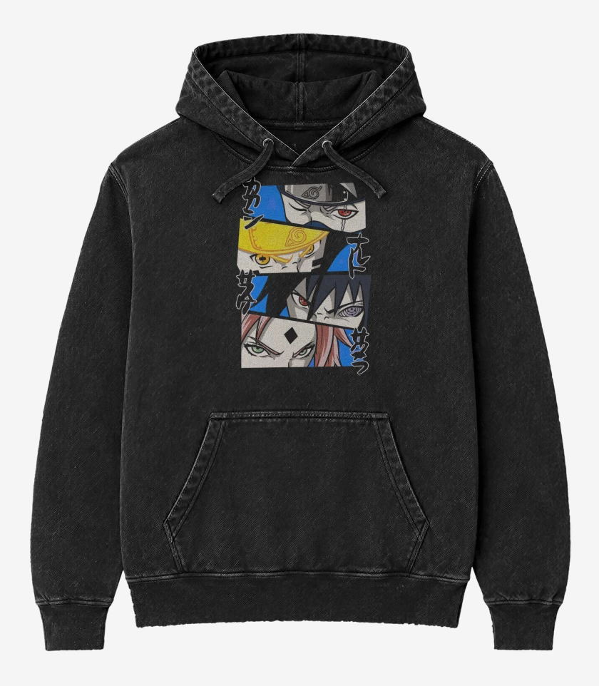 Poleron Canguro Acid Wash Negro de Equipo 7