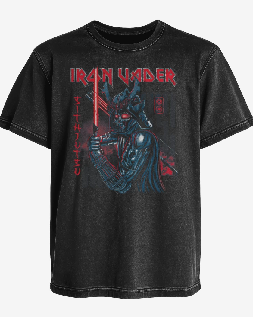Polera desgastada Negro de Iron Vader