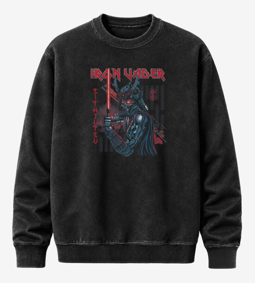 Poleron Polo Acid Wash Negro de Iron Vader