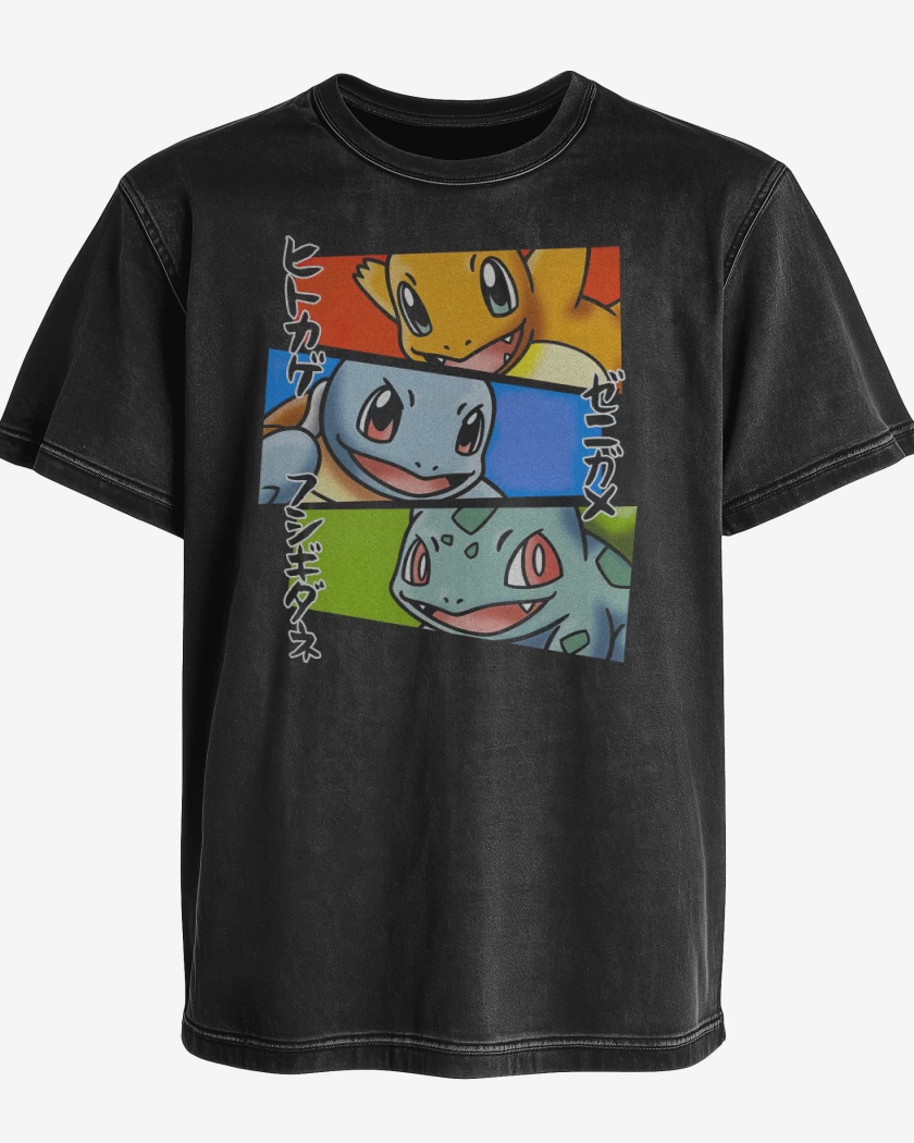 Polera desgastada Negro de Starters Kanto