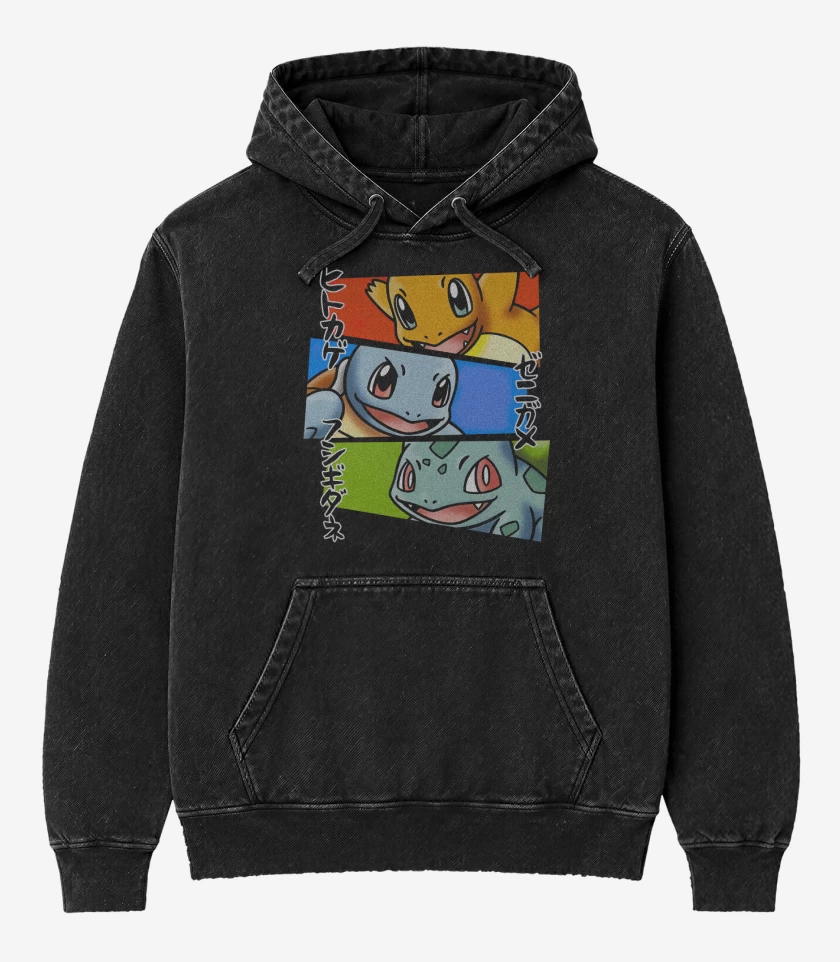 Poleron Canguro Acid Wash Negro de Starters Kanto