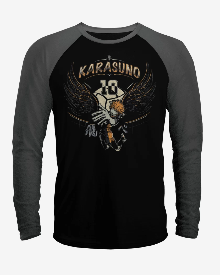 Polera Raglan Negro / Negro Heather de Karasuno