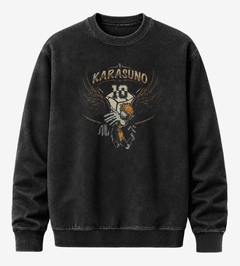 Poleron Polo Acid Wash Negro de Karasuno