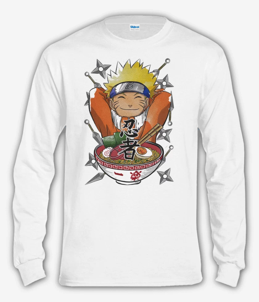 Polera manga larga Blanco de Naruto ramen