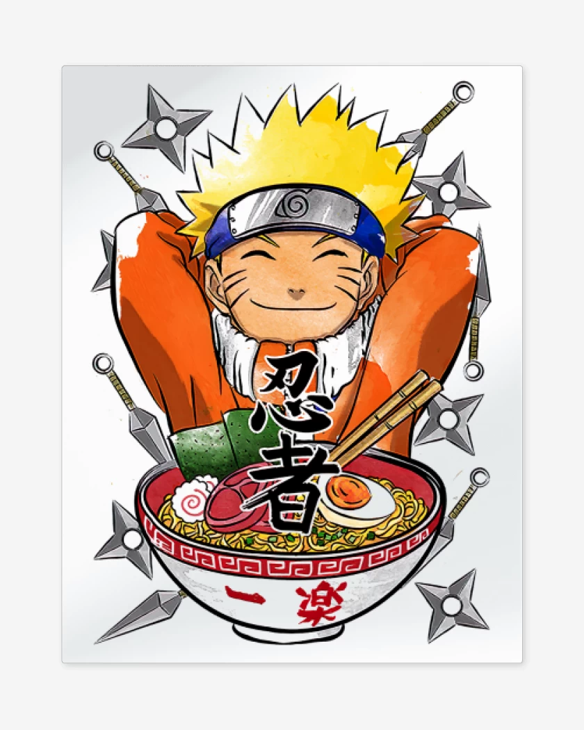 Print metalico Blanco de Naruto ramen