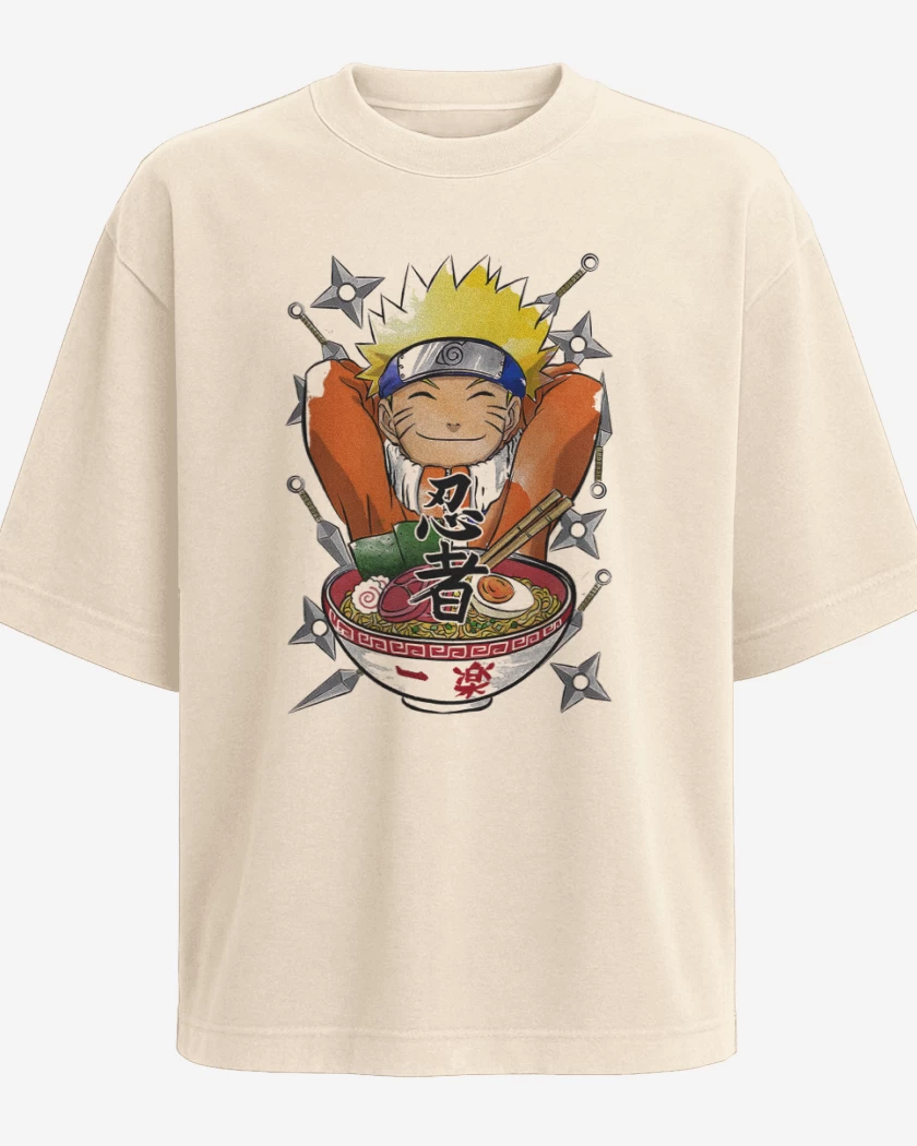 Polera Oversize Beige de Naruto ramen
