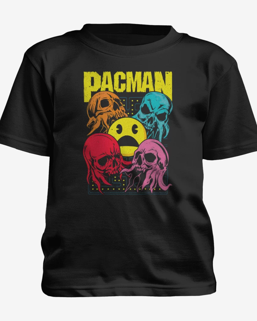 Polera de niño Negro de Pacman Skull
