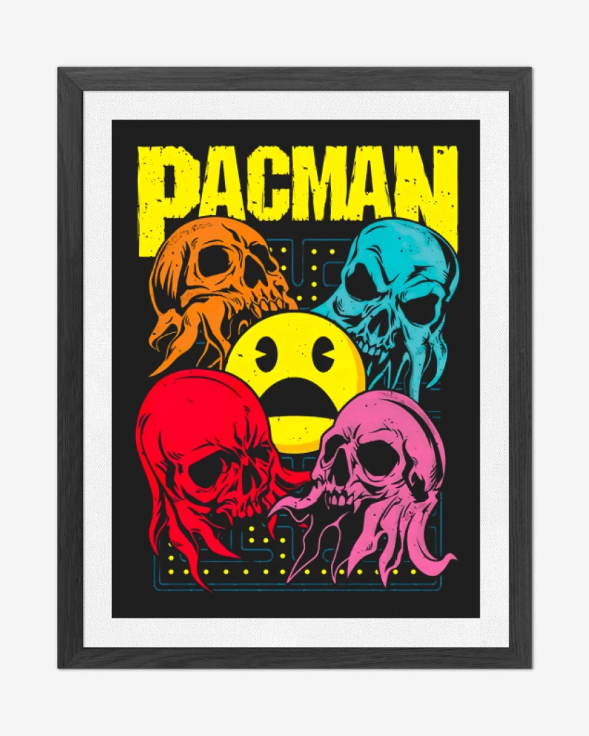 Cuadro decorativo Negro de Pacman Skull