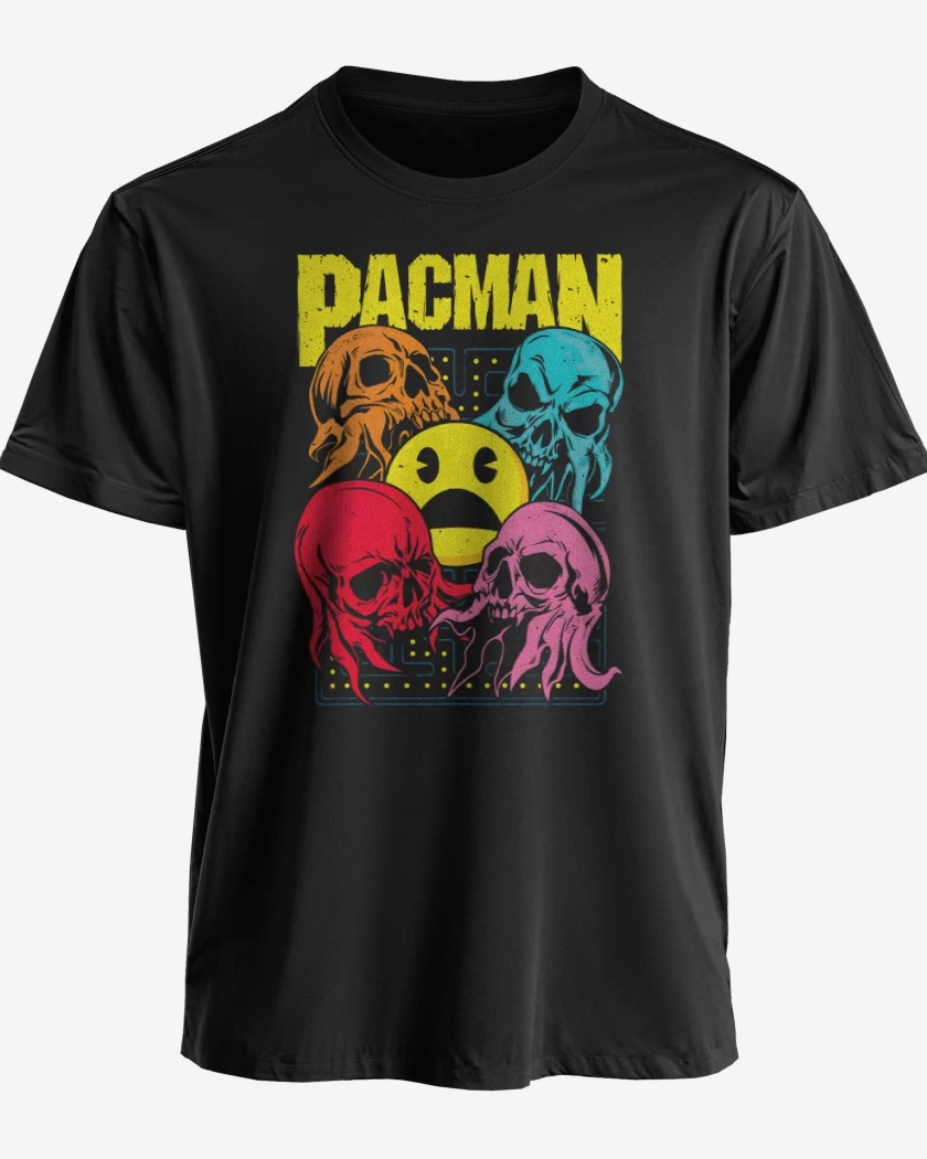Polera premium Negro de Pacman Skull