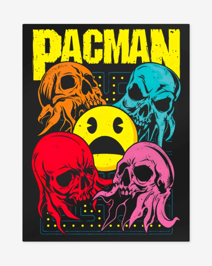 Print metalico Negro de Pacman Skull