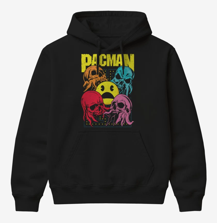 Poleron Canguro básico Negro de Pacman Skull