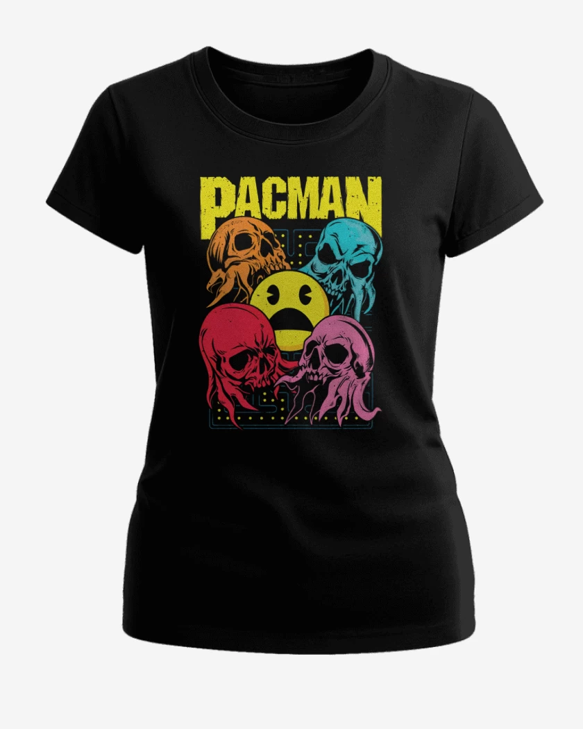 Polera de Mujer Negro de Pacman Skull