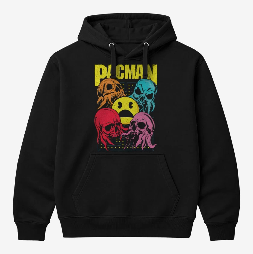 Polerón Canguro Negro de Pacman Skull