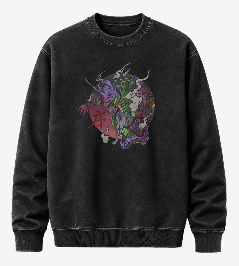 Poleron Polo Acid Wash Negro de Eva 001 Berserk