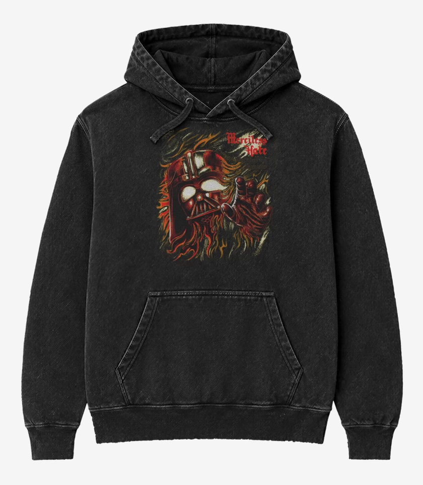 Poleron Canguro Acid Wash Negro de Merciless Hate