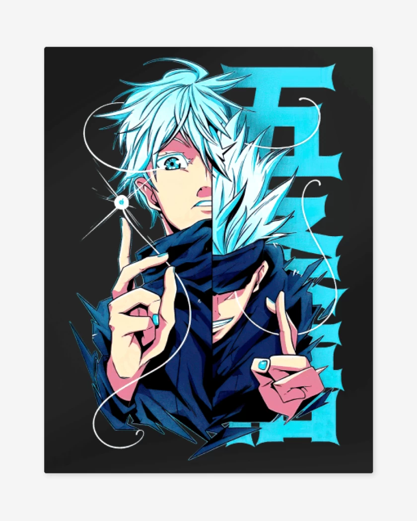 Print metalico Negro de Gojo Satoru
