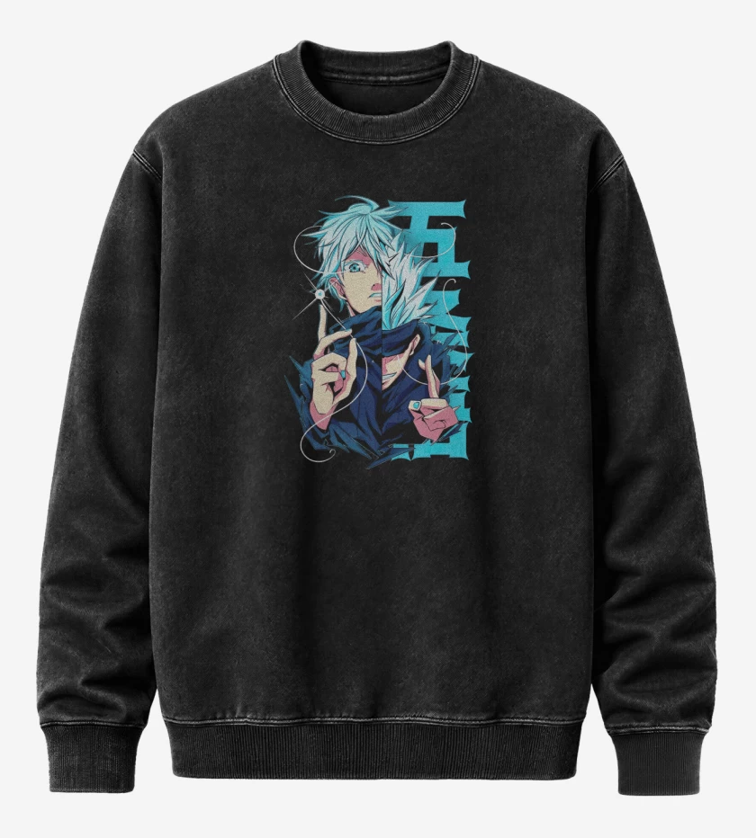 Poleron Polo Acid Wash Negro de Gojo Satoru