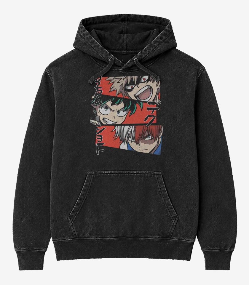 Poleron Canguro Acid Wash Negro de Héroes!!!