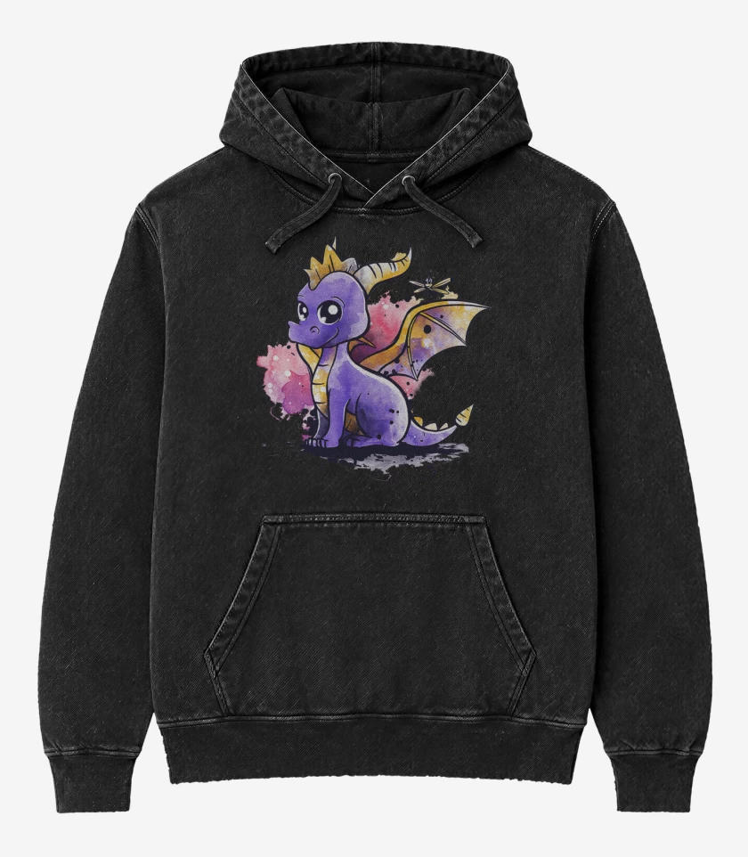 Poleron Canguro Acid Wash Negro de Spyro