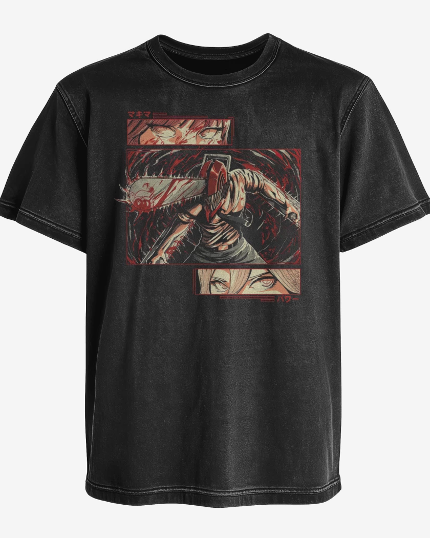 Polera desgastada Negro de Chainsaw Man