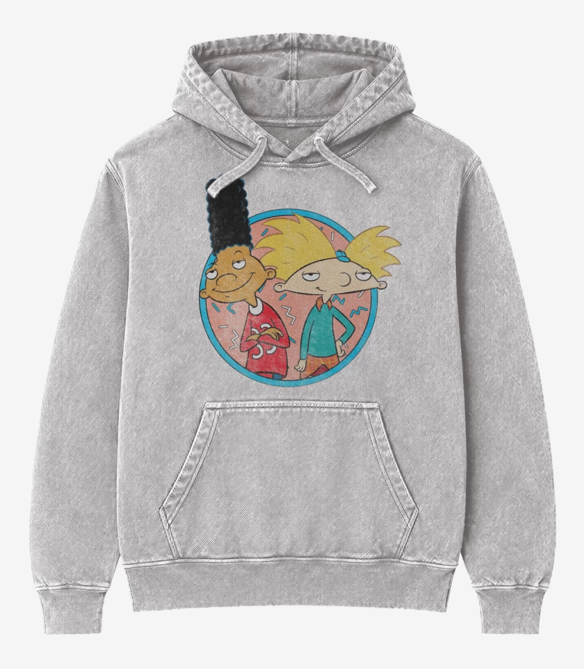 Poleron Canguro Acid Wash Gris Melange de Arnoldo y Gerardo