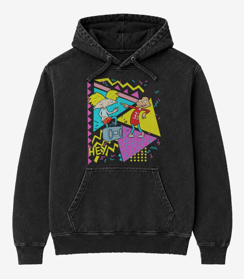 Poleron Canguro Acid Wash Negro de Arnoldo y Gerardo 2